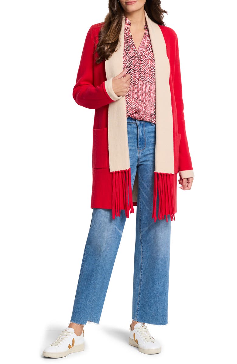 NIC+ZOE Herringbone Print Split Neck Top, Alternate, color,