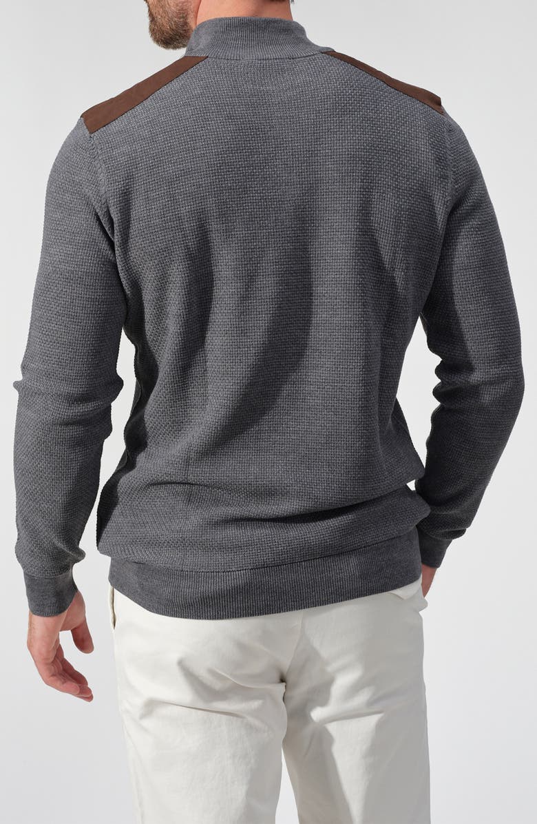 STUDIO GARNET LOS ANGELES Faux Suede Trim Quarter Zip Pullover, Alternate, color, Platinum