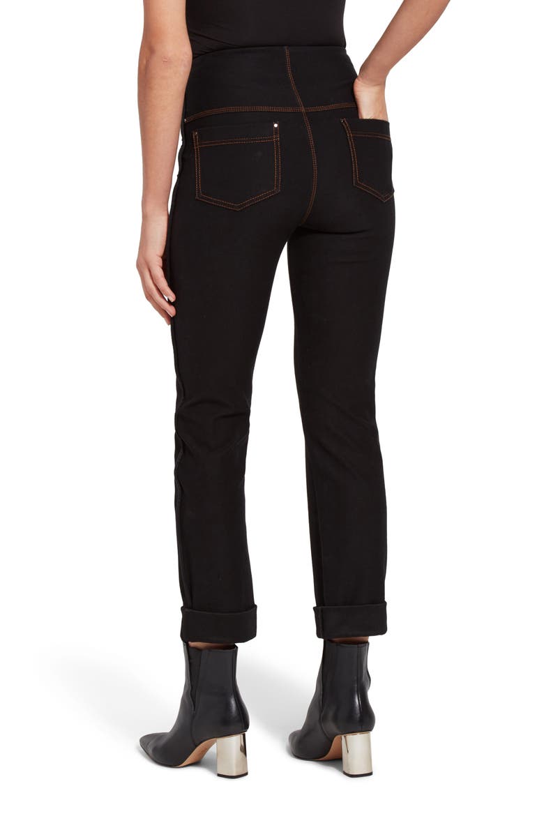 Lyssé Boyfriend Denim Leggings, Alternate, color, BLACK