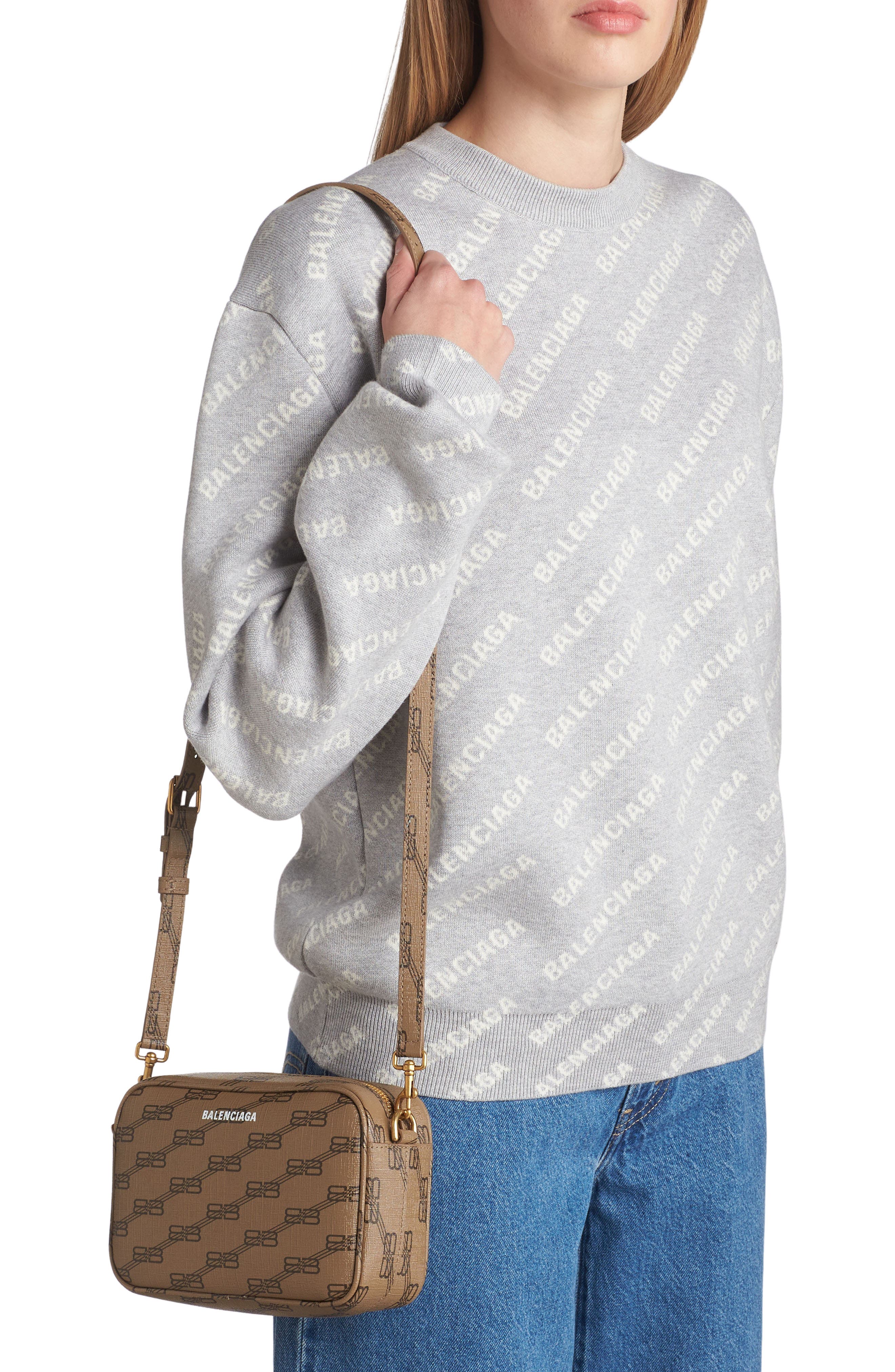 Balenciaga Small BB Monogram Coated Canvas Camera Bag, Alternate, color, 