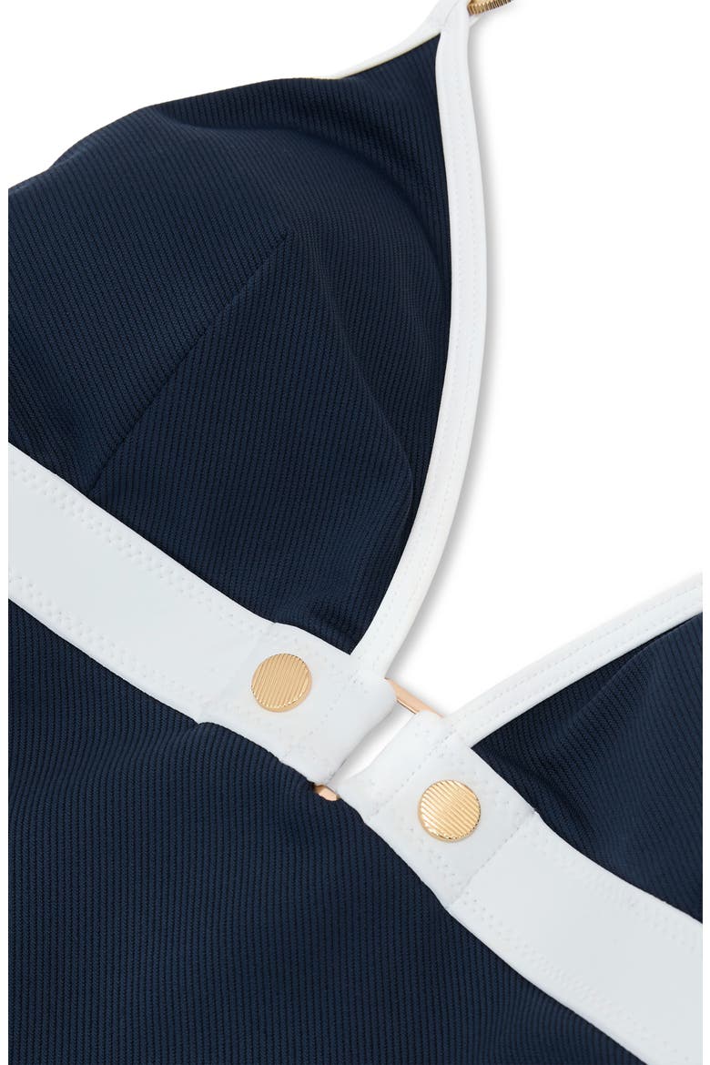 Gigi Halter One-Piece Swimsuit, Alternate, color, NAVY/ IVORY