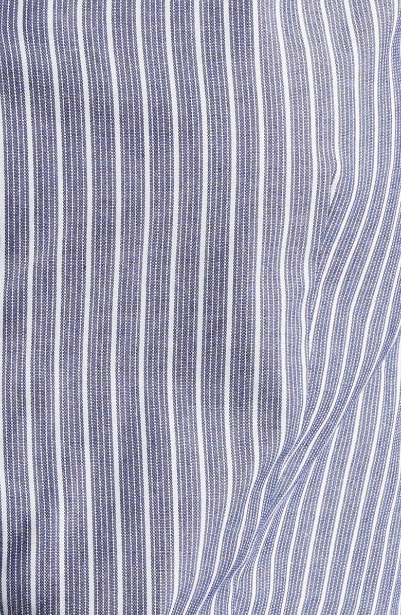Anne Klein Ruffle Detail Stripe Cotton Button-Up Shirt, Alternate, color, Distant Mntn Multi