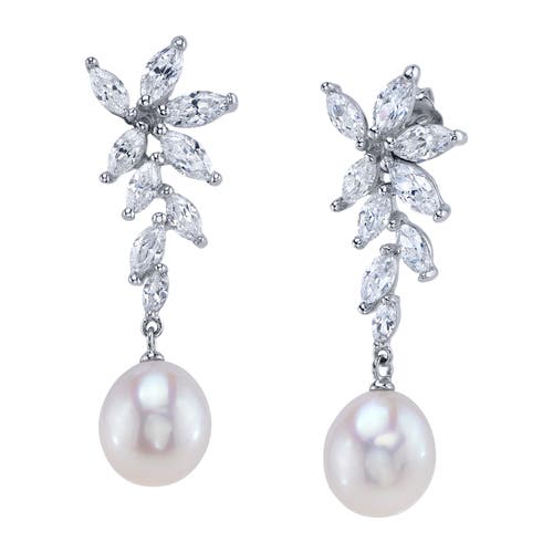 The Pearl Source White Freshwater Pearl Legacy Earrings In Sterling Silver