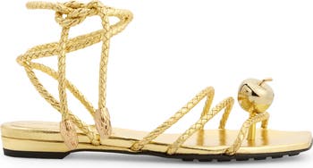 Bottega Veneta Adam Ankle Wrap Flat Sandal (Women) | Nordstrom