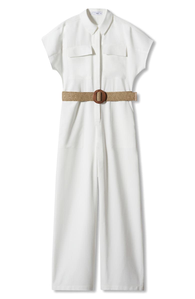 MANGO Belted Wide Leg Jumpsuit, Alternate, color,