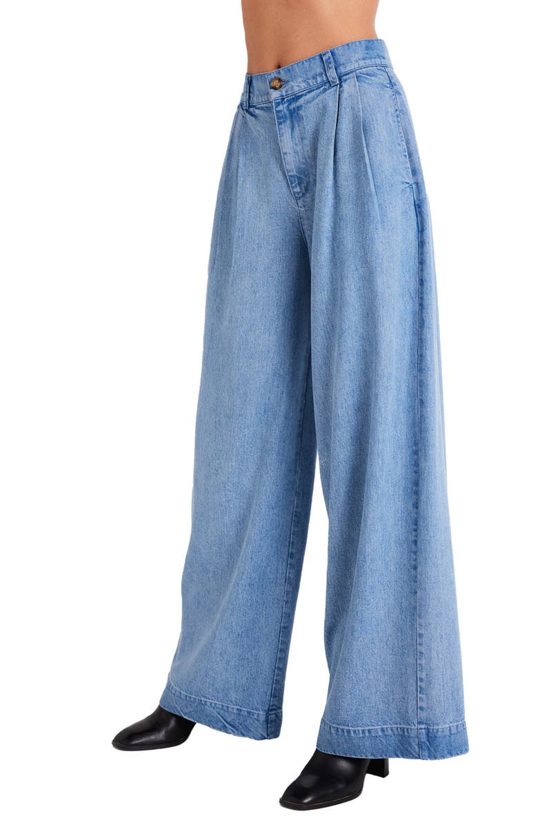 Bella Dahl Greta Pleated Wide Leg Denim Pants, Alternate, color,