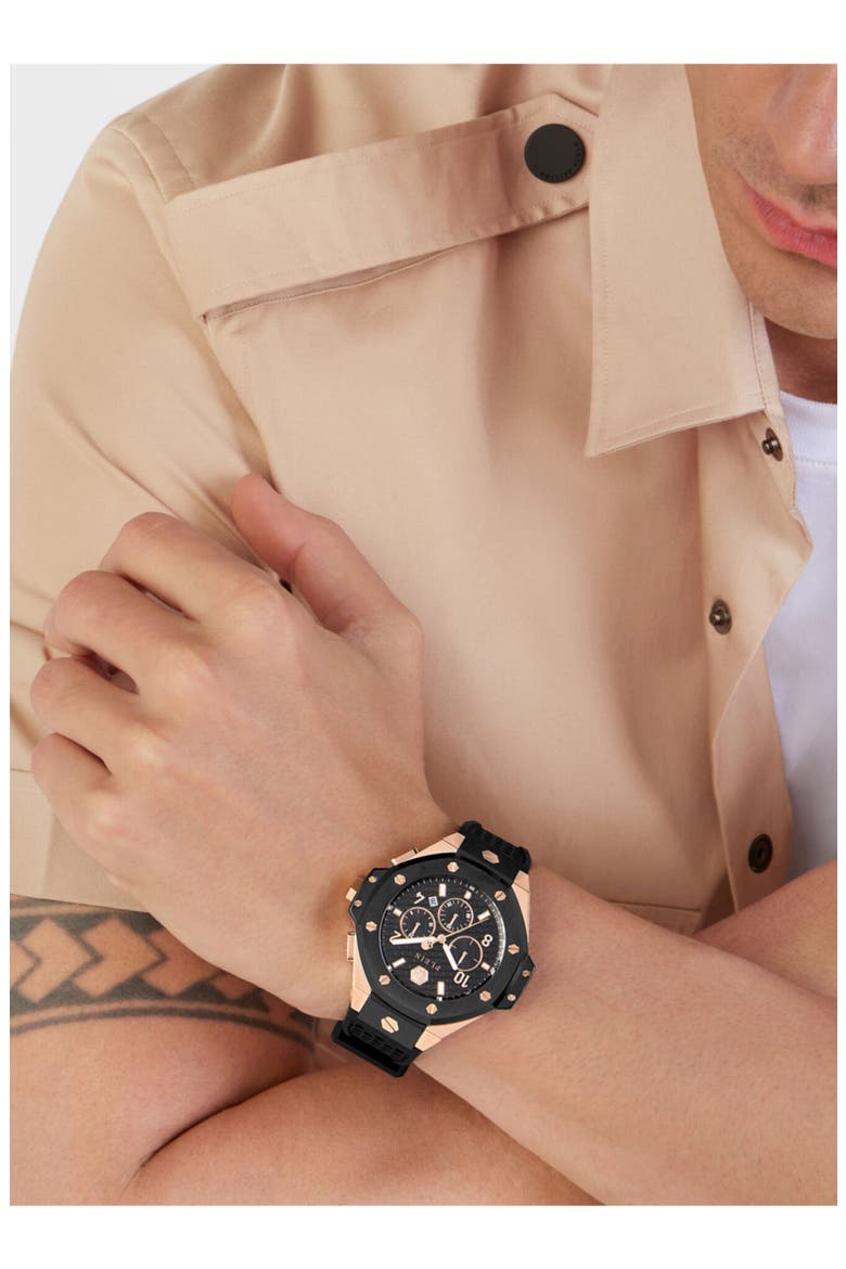 Chronograph Royal Quartz Silicone Strap Watch, 46mm, Alternate, color, TWO TONE