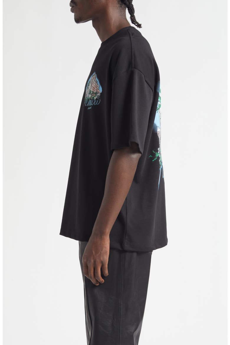 Oversize Amiri Hotel Graphic T-Shirt, Alternate, color, BLACK