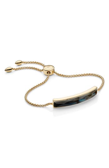 Monica Vinader Baja Facet Slider Bracelet In Gold/labradorite