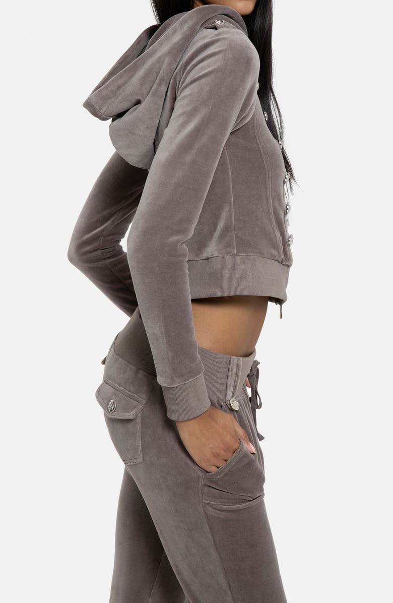 JADED LONDON Mini Monster Velour Military Hoodie, Alternate, color, Brown