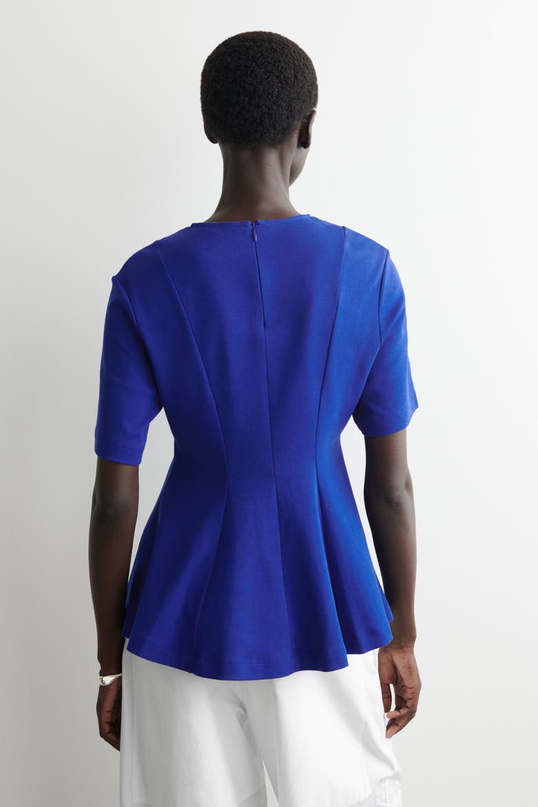 Waisted Cotton T-shirt, Alternate, color, COBALT BLUE