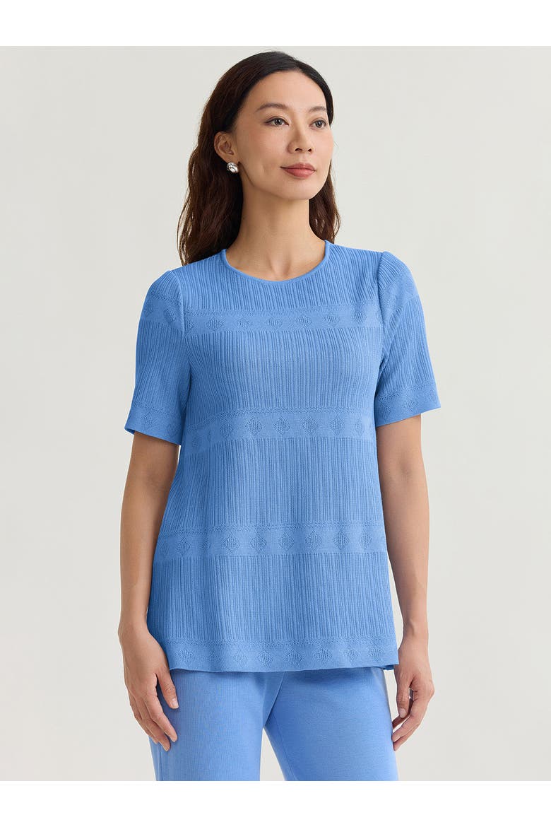 Diamond Ribbed Texture Soft Knit Tunic, Alternate, color, Tranquil Blue