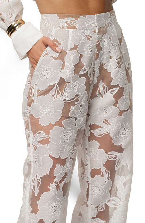 Jluxlabel Floral Organza Pants In White