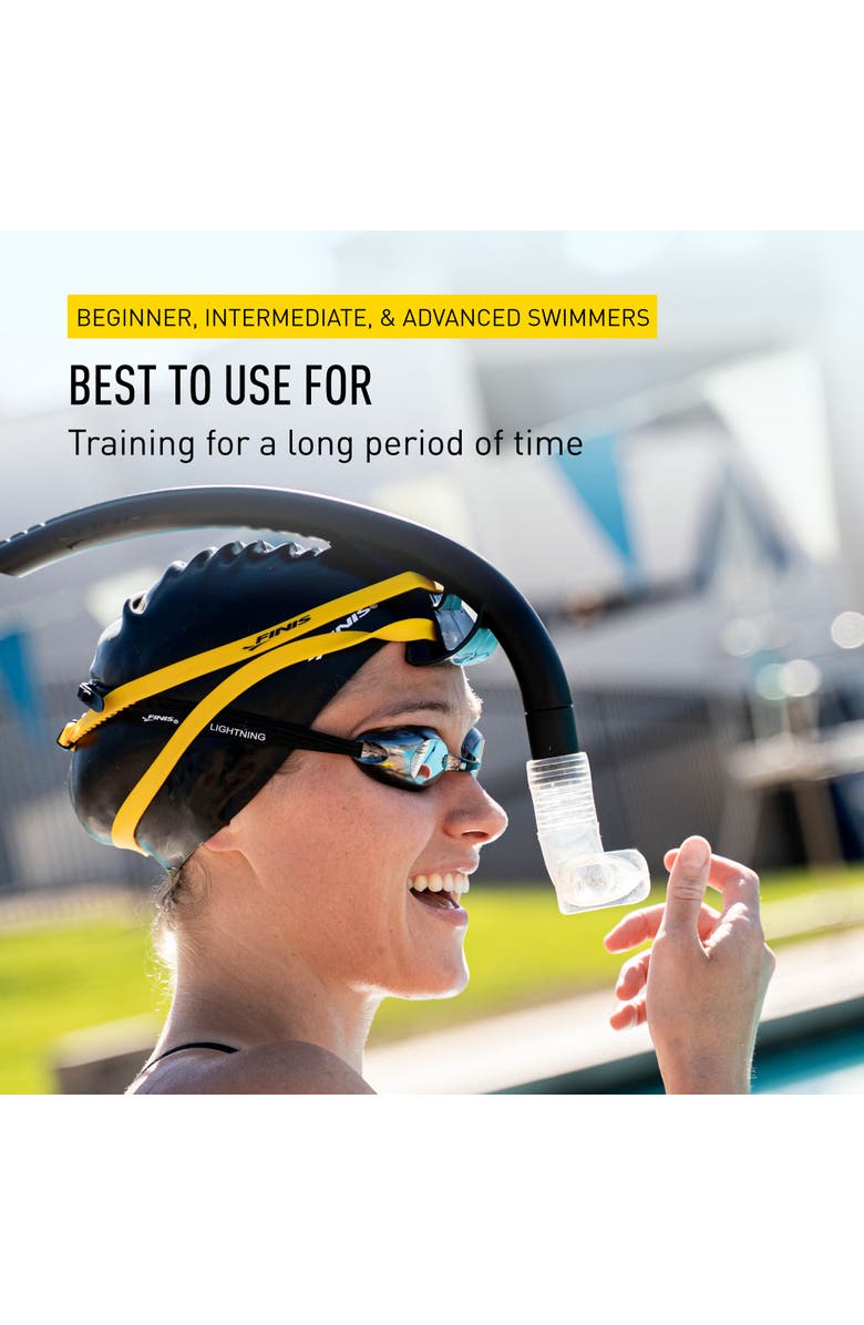 FINIS Stability Swimmers Snorkel Bracketless Center Mount Swim Training Snorkel Adjustable Fit Silicone Mouthpiece, Alternate, color, Black