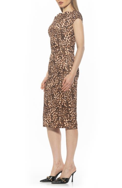Alexia Admor Lavinia Midi Sheath Dress In Brown Leopard