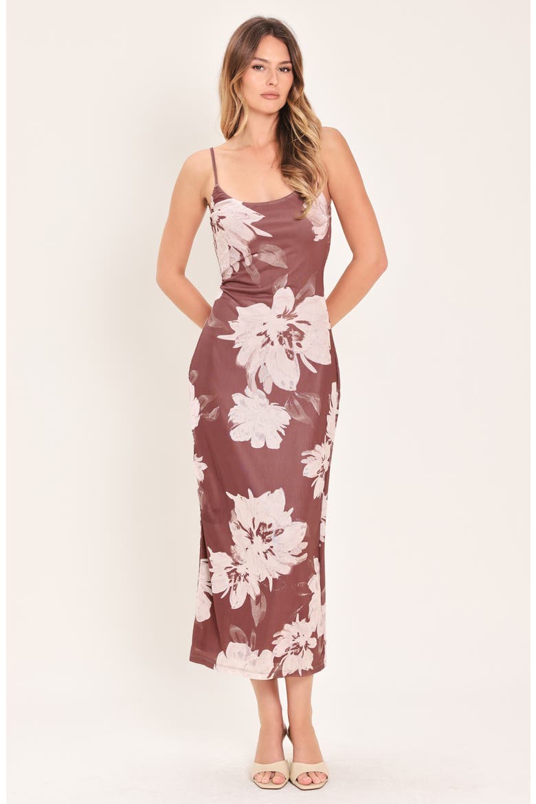 Sleeveless Mesh Print Dress, Alternate, color, REDBEAN