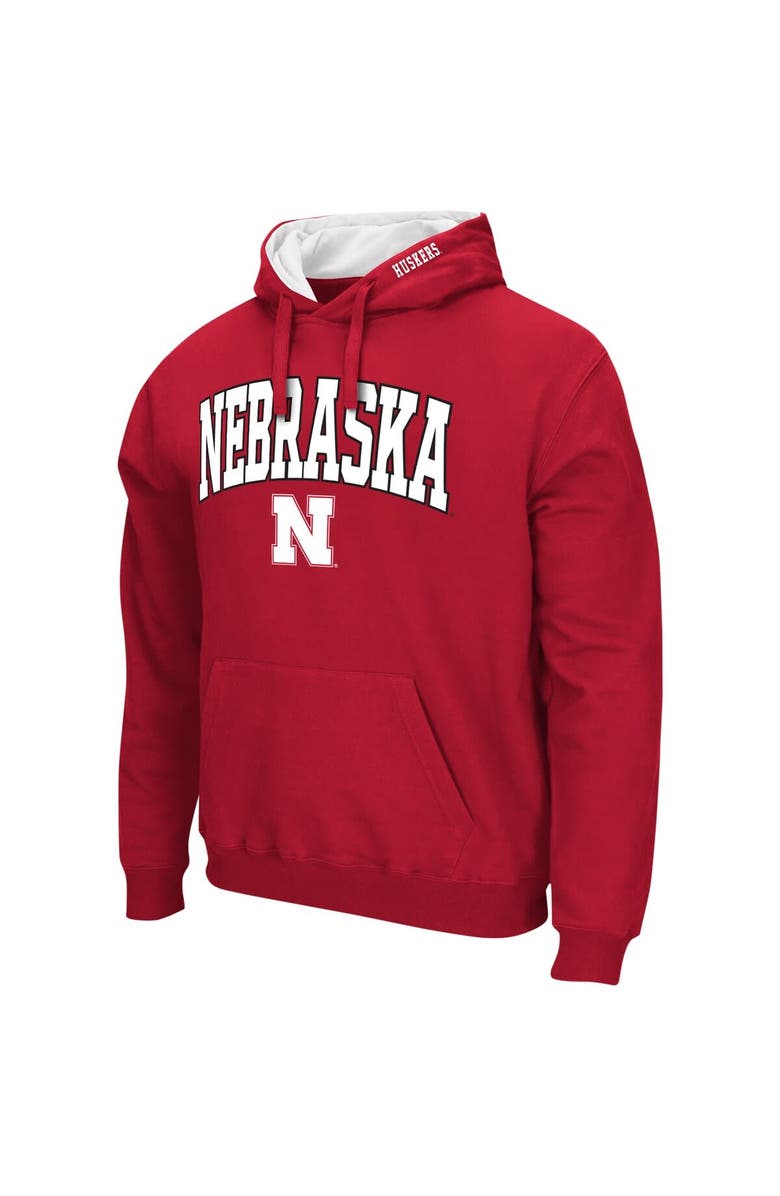 COLOSSEUM Men's Colosseum Scarlet Nebraska Huskers Arch & Logo 3.0 Pullover Hoodie, Alternate, color, Scarlet