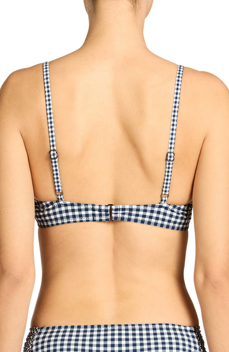 Robin Piccone Brigitte Tie Front Underwire Bikini Top, Alternate, color, Navy/ Cream