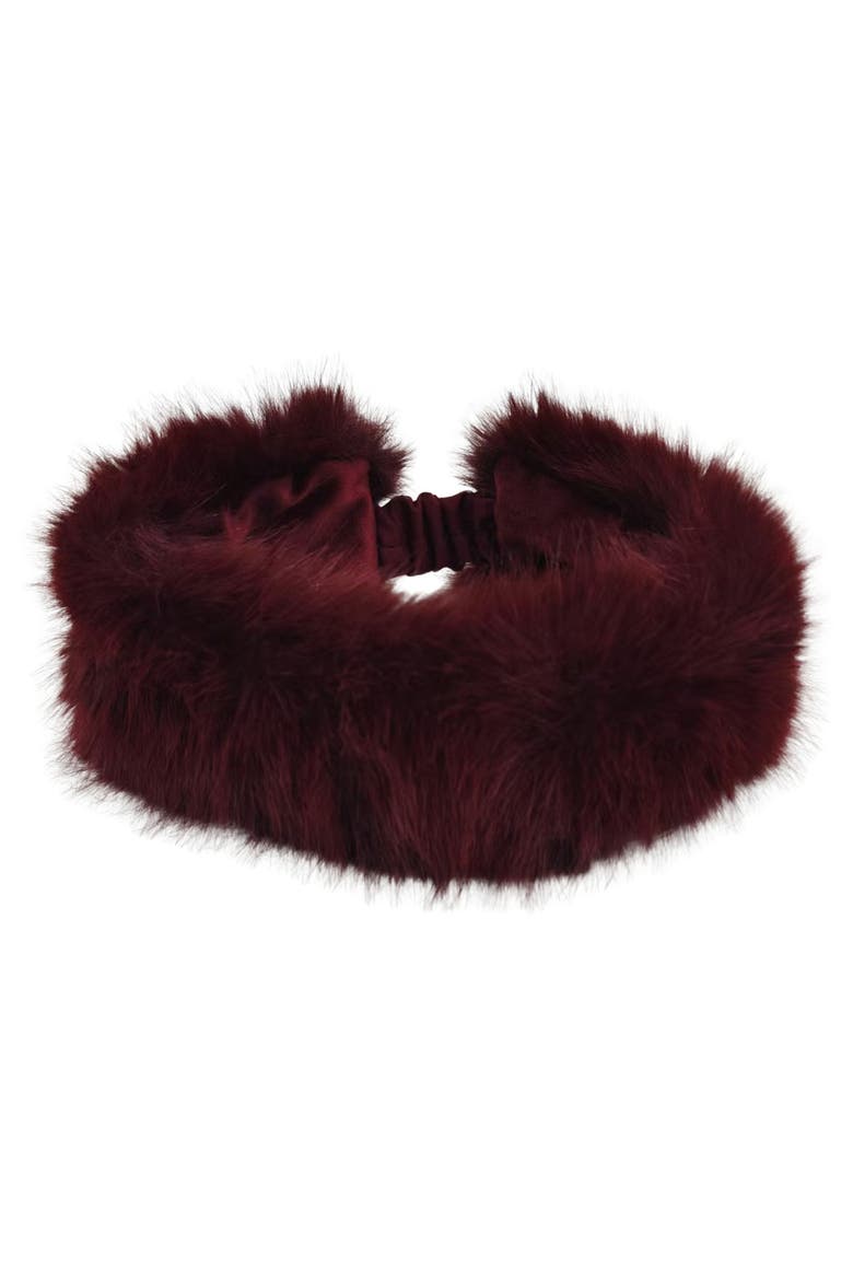 Faux Fur Headband, Main, color, BURGUNDY