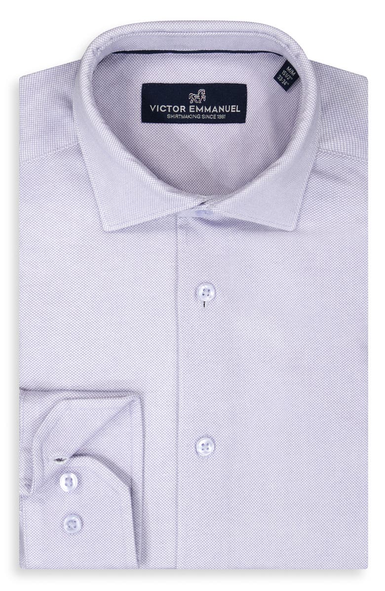 Victor Emmanuel Regular Fit Pin Dot Knit Cotton Dress Shirt, Alternate, color, Light Blue