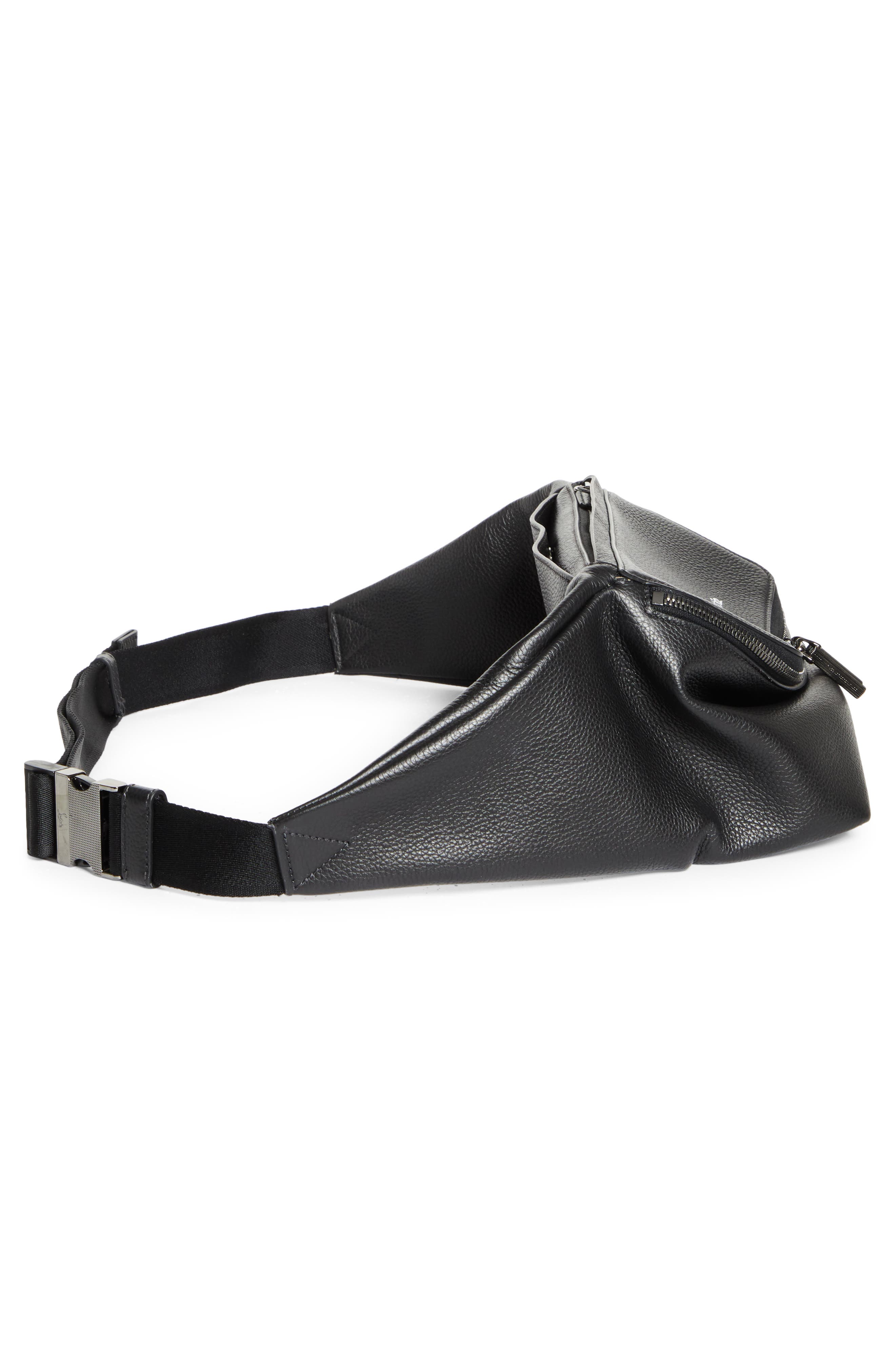 Christian Louboutin Stoic Calfkskin Leather Belt Bag, Alternate, color, Black