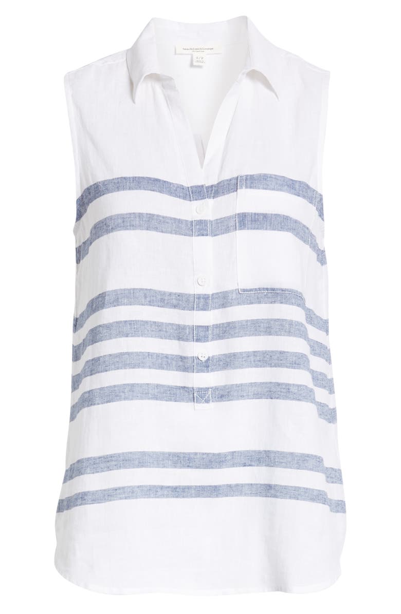 beachlunchlounge Ammara Stripe Linen & Cotton Top, Alternate, color, 