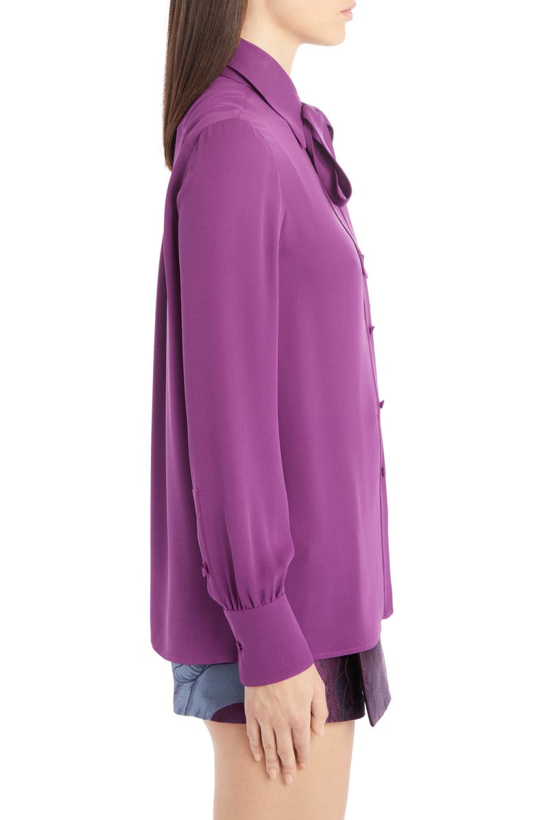 Valentino Silk Tie Neck Shirt, Alternate, color, 