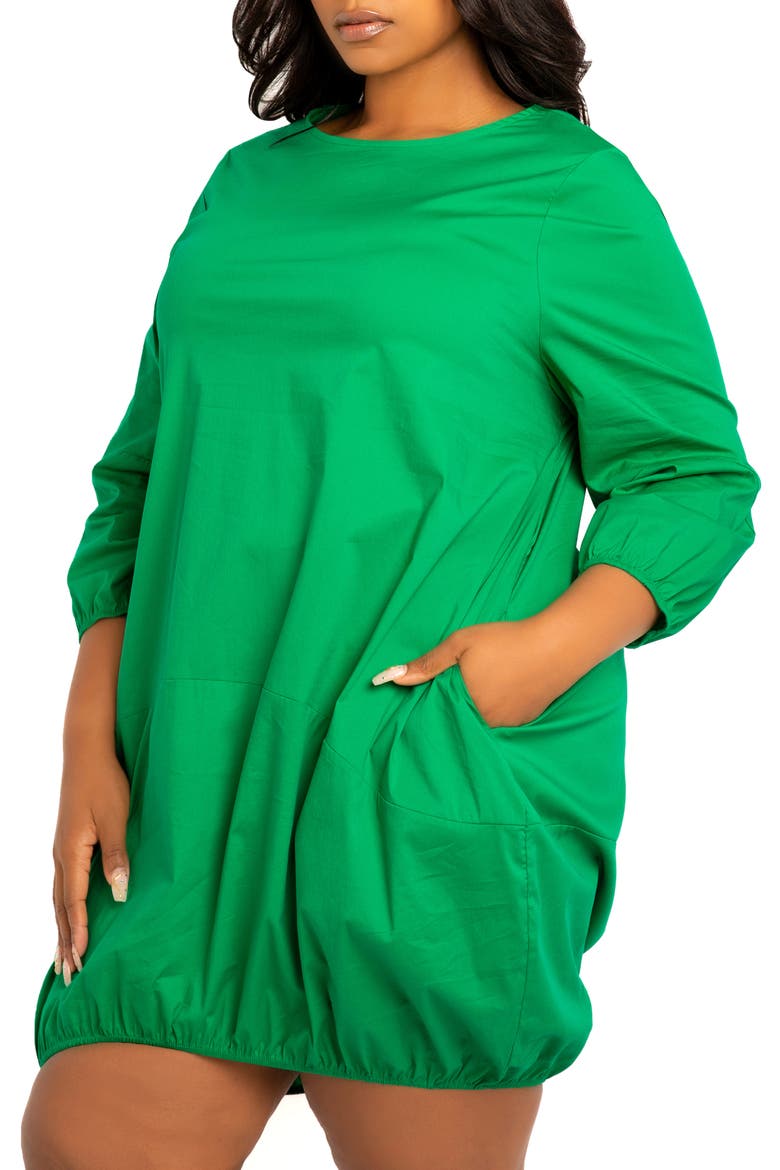 Bubble Hem Cotton Blend Poplin Dress, Alternate, color, GREEN