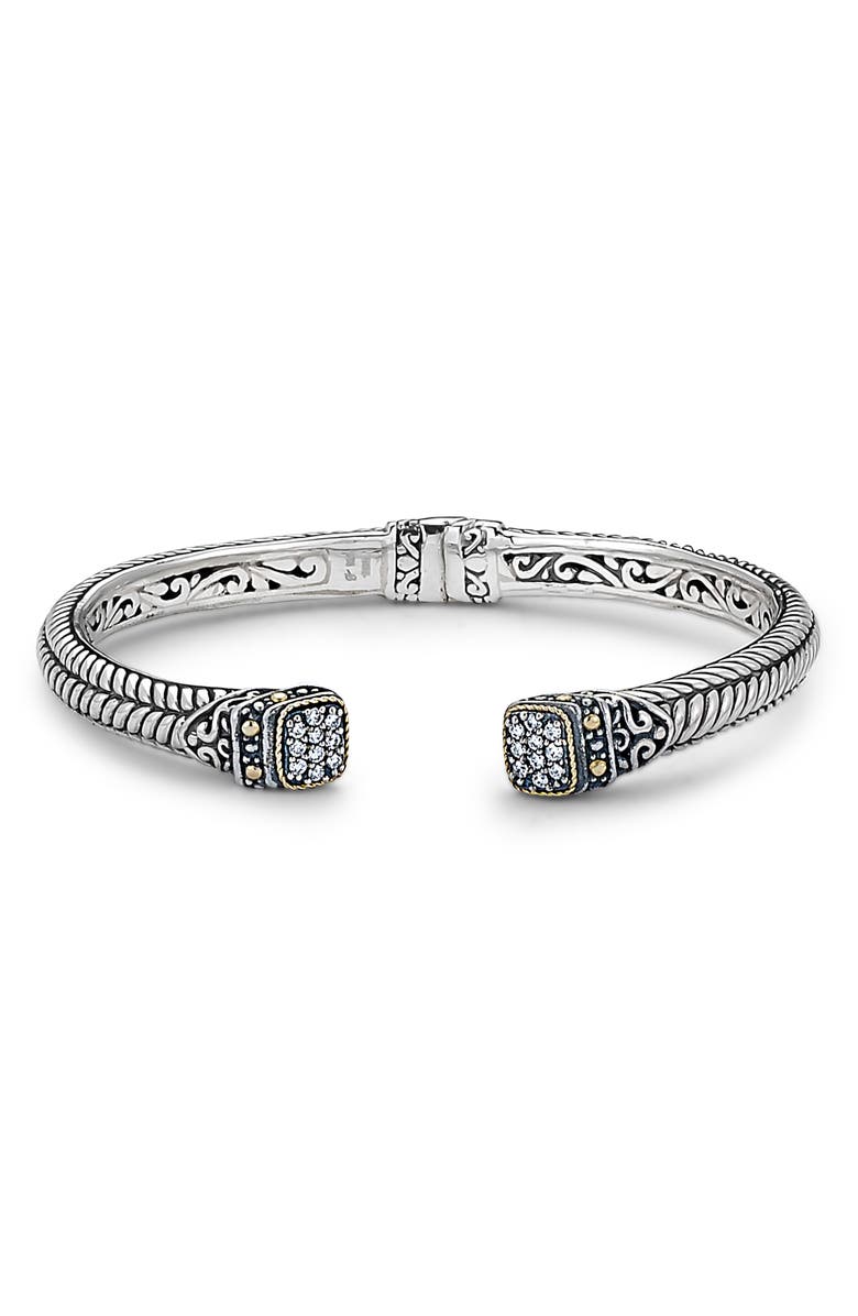 SAMUEL B. Woven Pavé Tipped Bangle, Main, color, White Sapphire