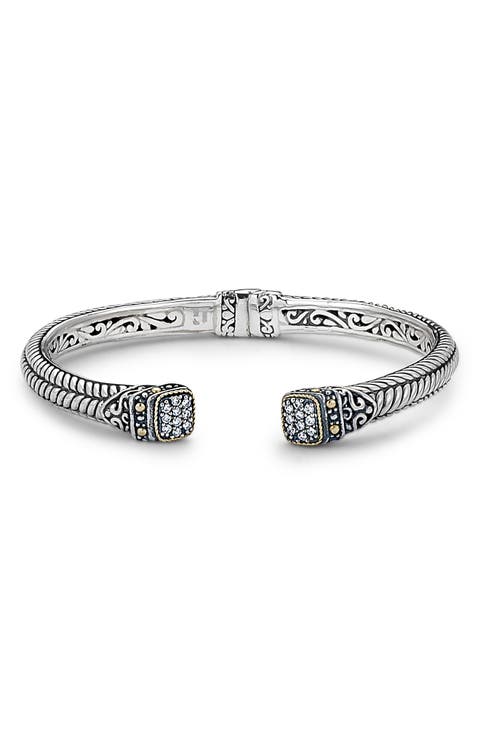 Woven Pavé Tipped Bangle