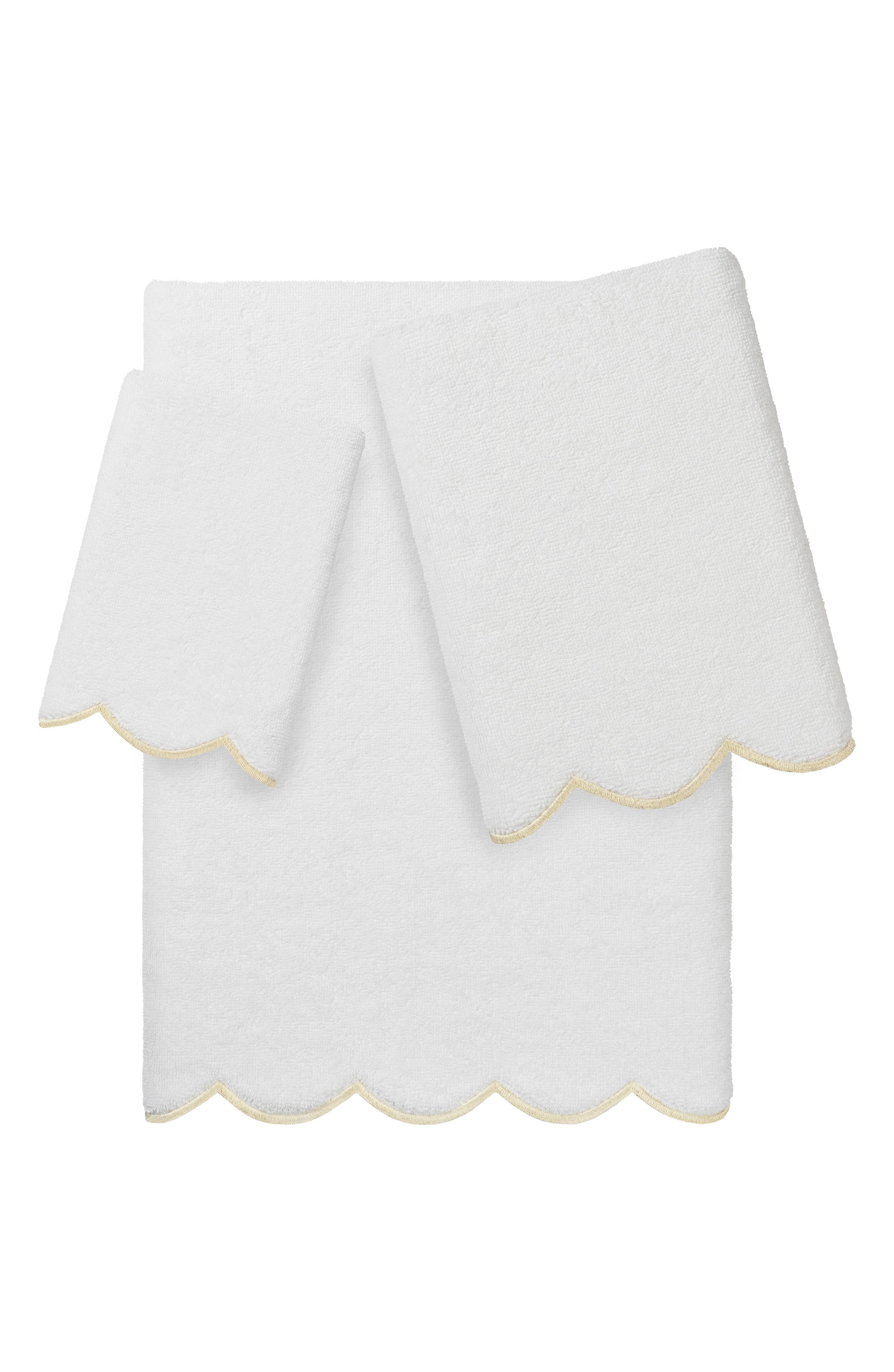 Adornia Scallop 3-Piece Towel Set