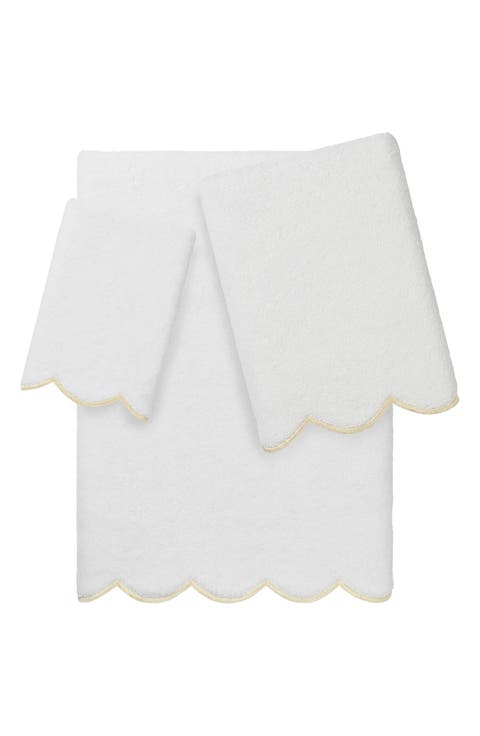 Adornia Scallop 3-Piece Towel Set
