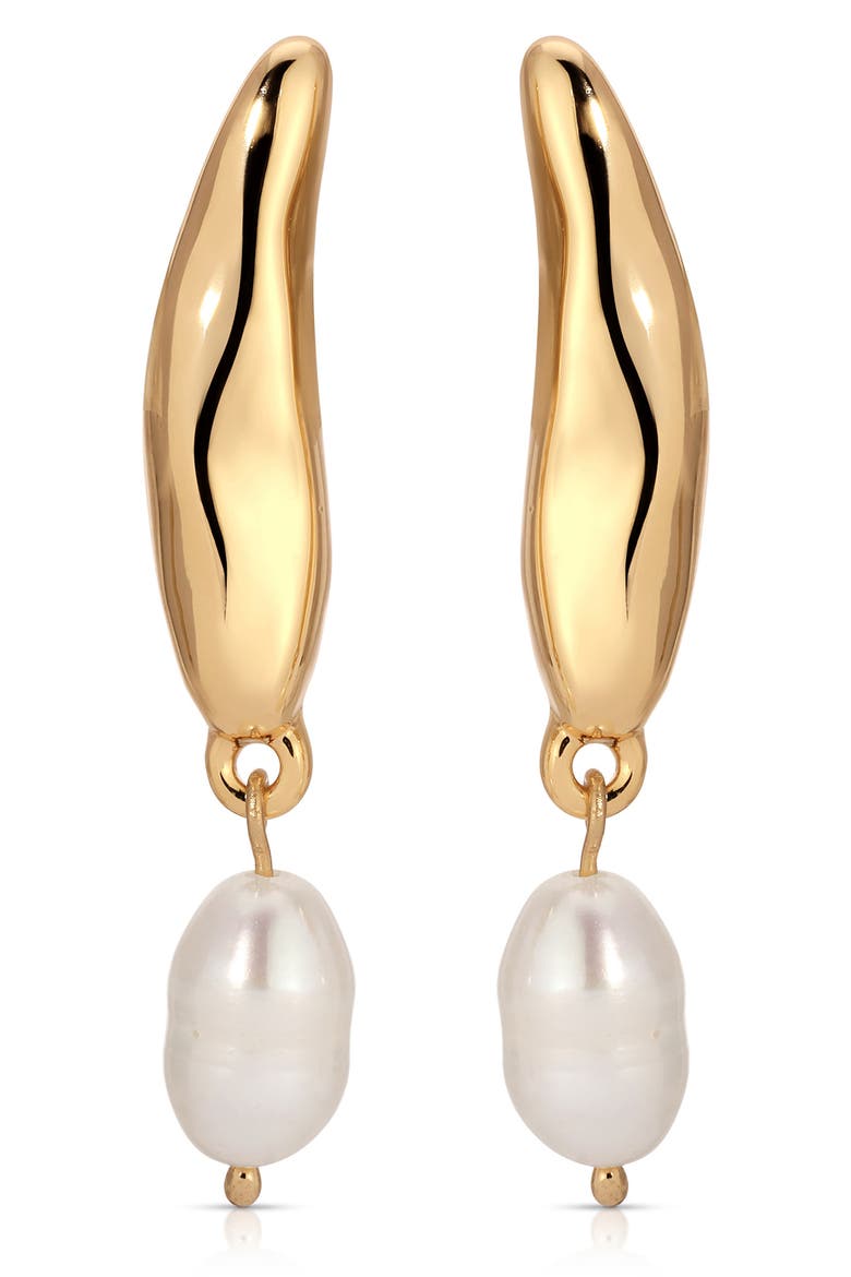 Liquid Elegance Pearl Drop Earrings, Main, color, GOLD