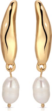 Ettika Liquid Elegance Pearl Drop Earrings
