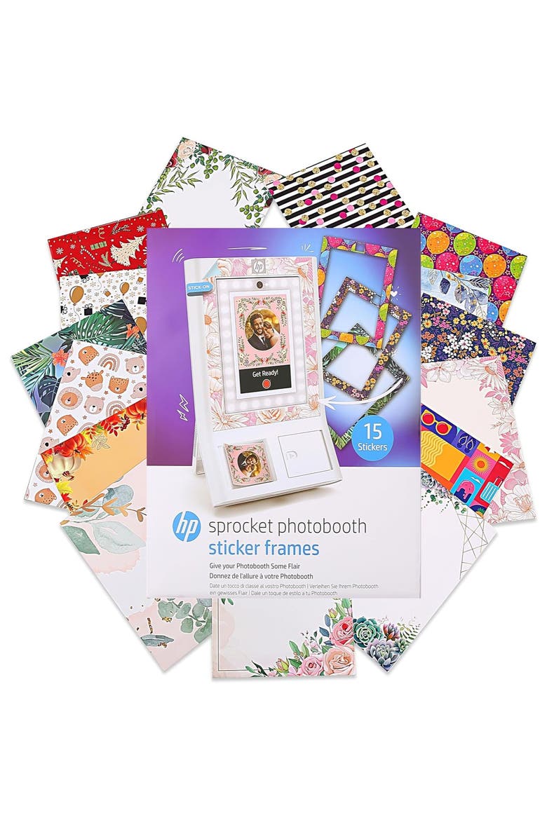 Decorative Stickers Frames, Custom Adhesive Frame Stickers Only for the HP Sprocket Photobooth, Main, color, White