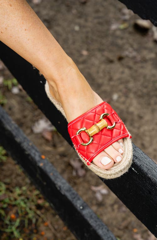 Shop Patricia Green Veronica Espadrille Slide Sandal In Red Leather