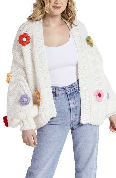 Chunky Floral Crochet Cardigan