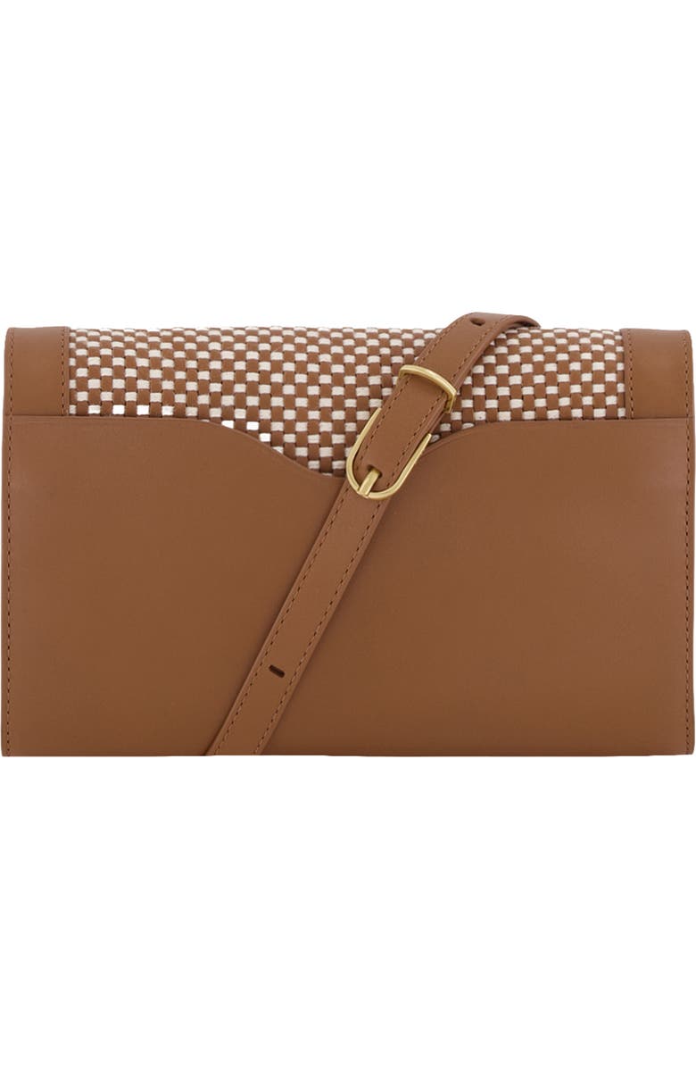 Vince Woven Leather Wallet on a Strap, Alternate, color, Saddle/ Milk