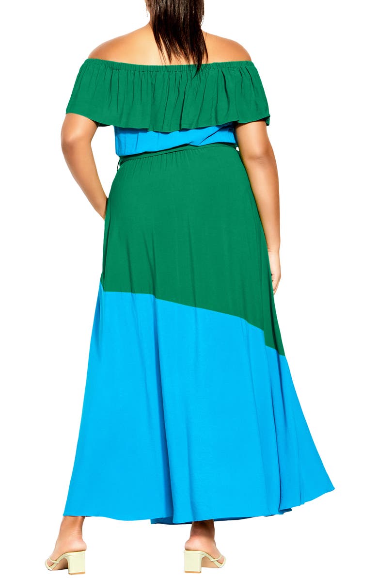 City Chic Colorburst Off the Shoulder Maxi Dress, Alternate, color,