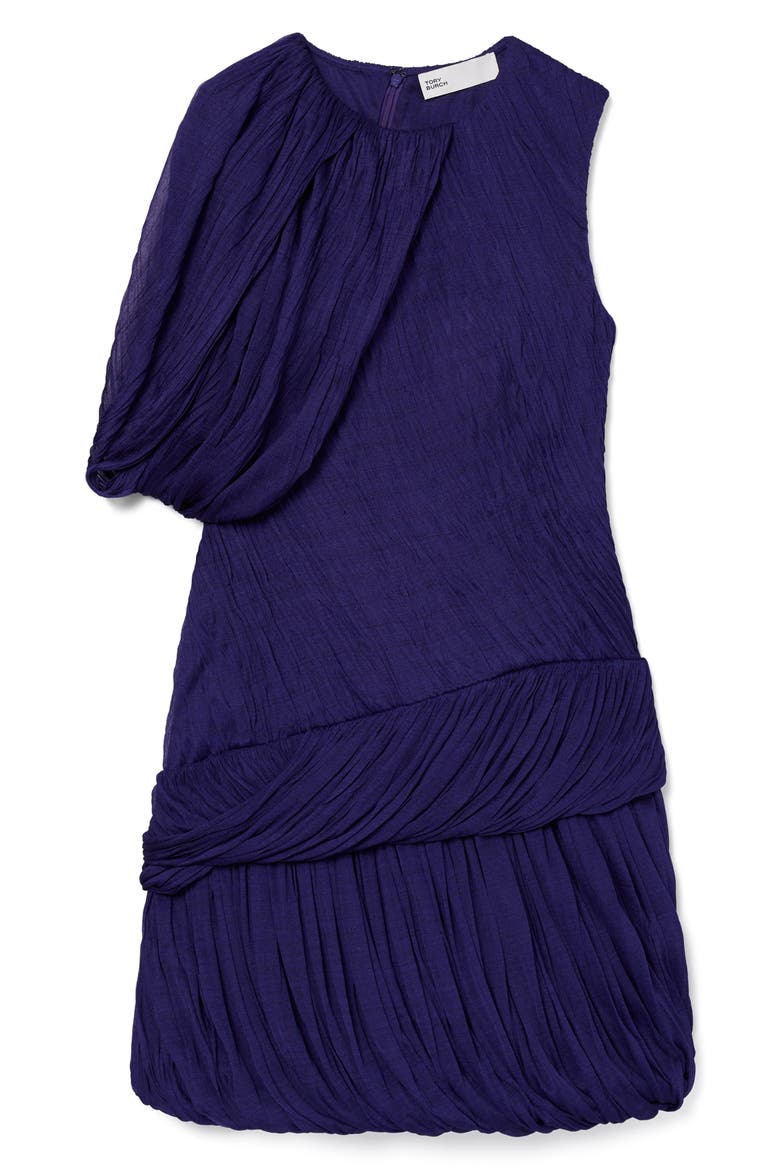 Asymmetric Draped Silk Minidress, Alternate, color, DARK VIOLET