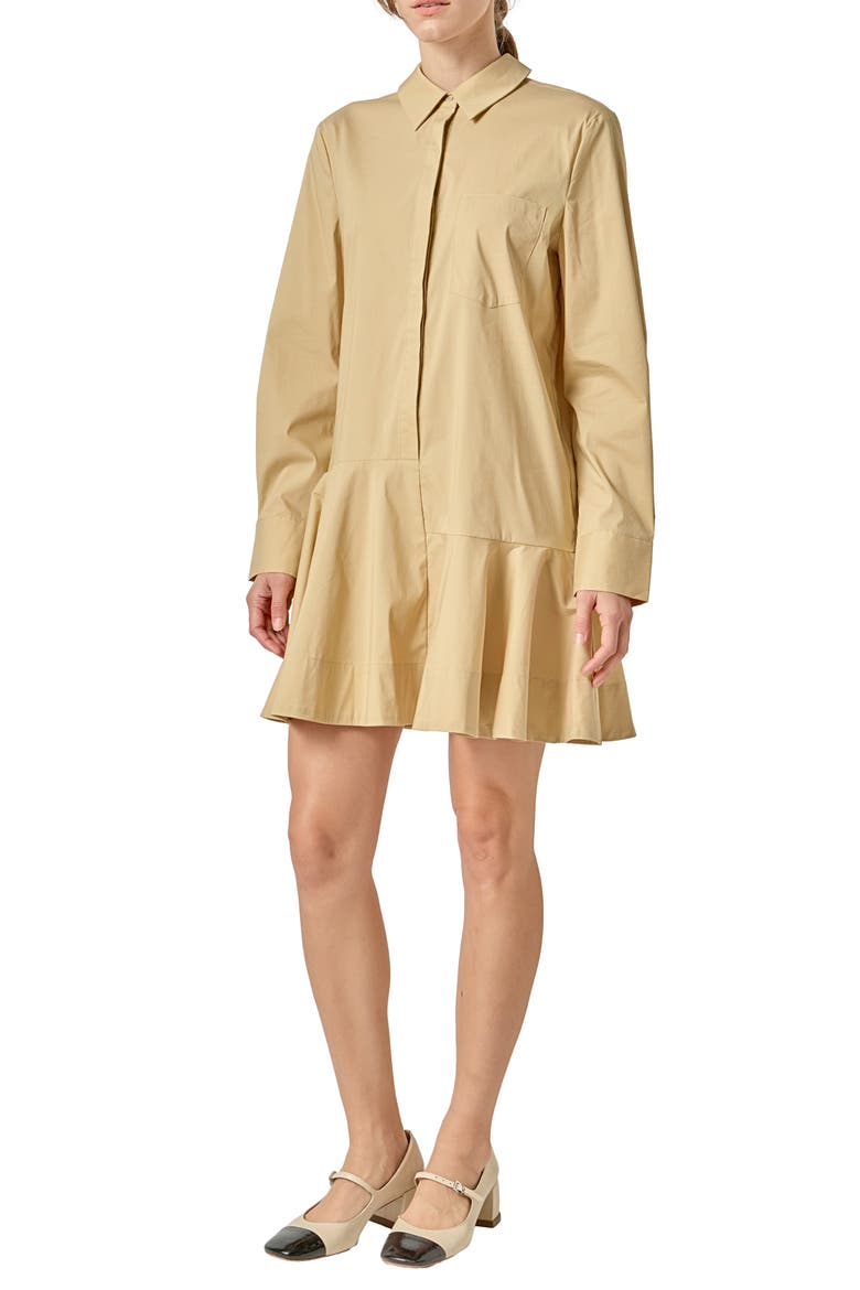Long Sleeve Shirtdress, Alternate, color, BEIGE