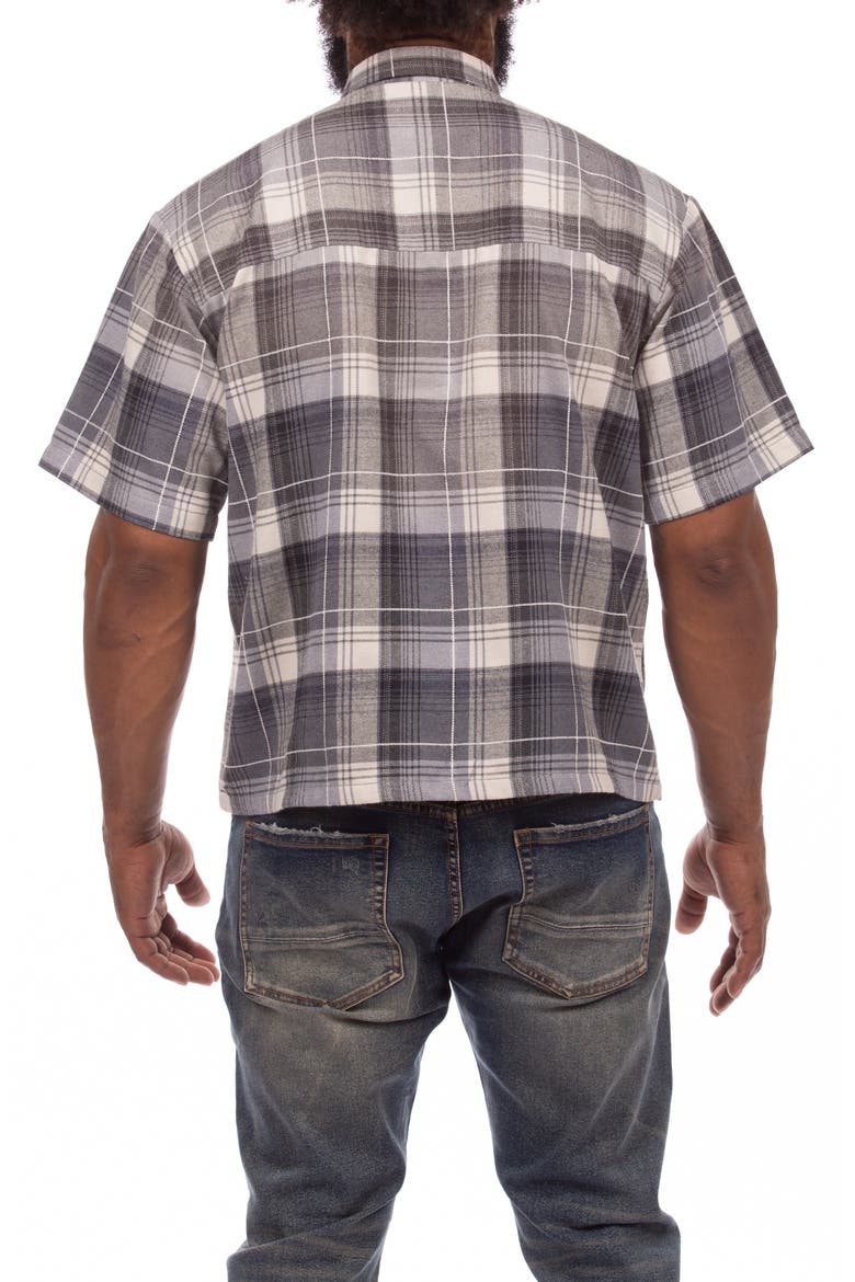 Snow Cone Plaid Short Sleeve Button-Up Shirt, Alternate, color, BLACK