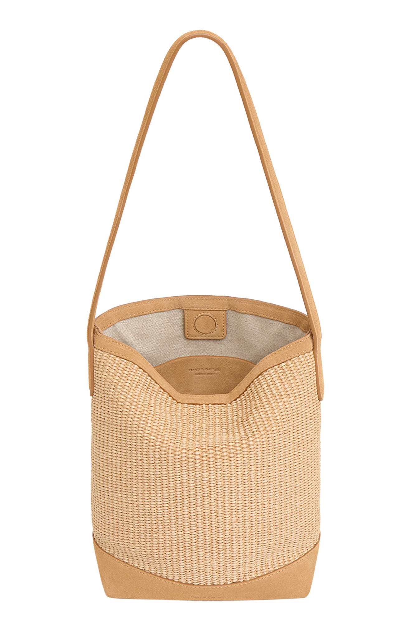 Mansur Gavriel Small Everyday Cabas Woven Raffia & Suede Bucket Tote, Alternate, color, Natural