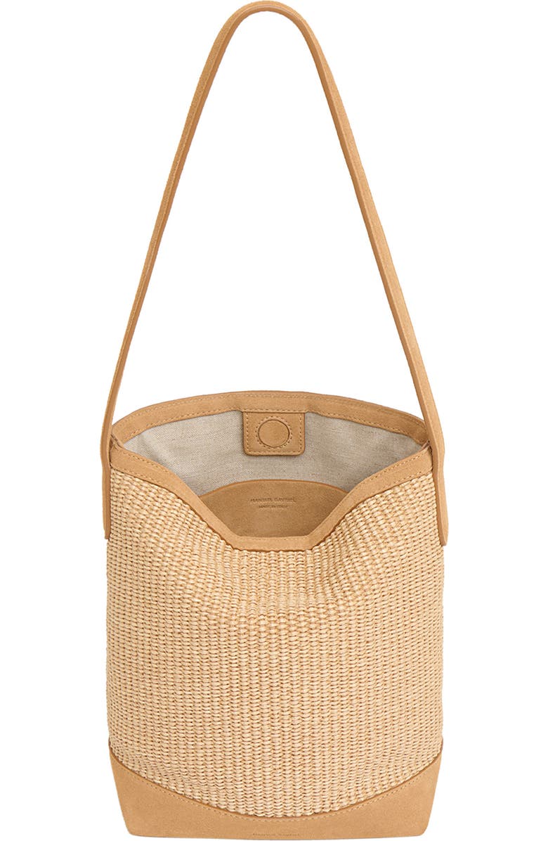 Mansur Gavriel Small Everyday Cabas Woven Raffia & Suede Bucket Tote, Alternate, color, Natural