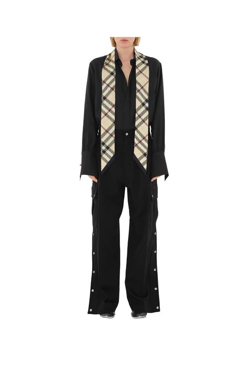 Burberry Skinny Check Silk Scarf In Neutral