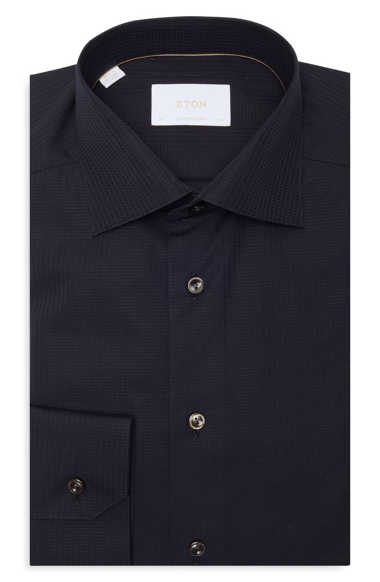Eton Contemporary Fit Cotton Dress Shirt, Main, color, Black