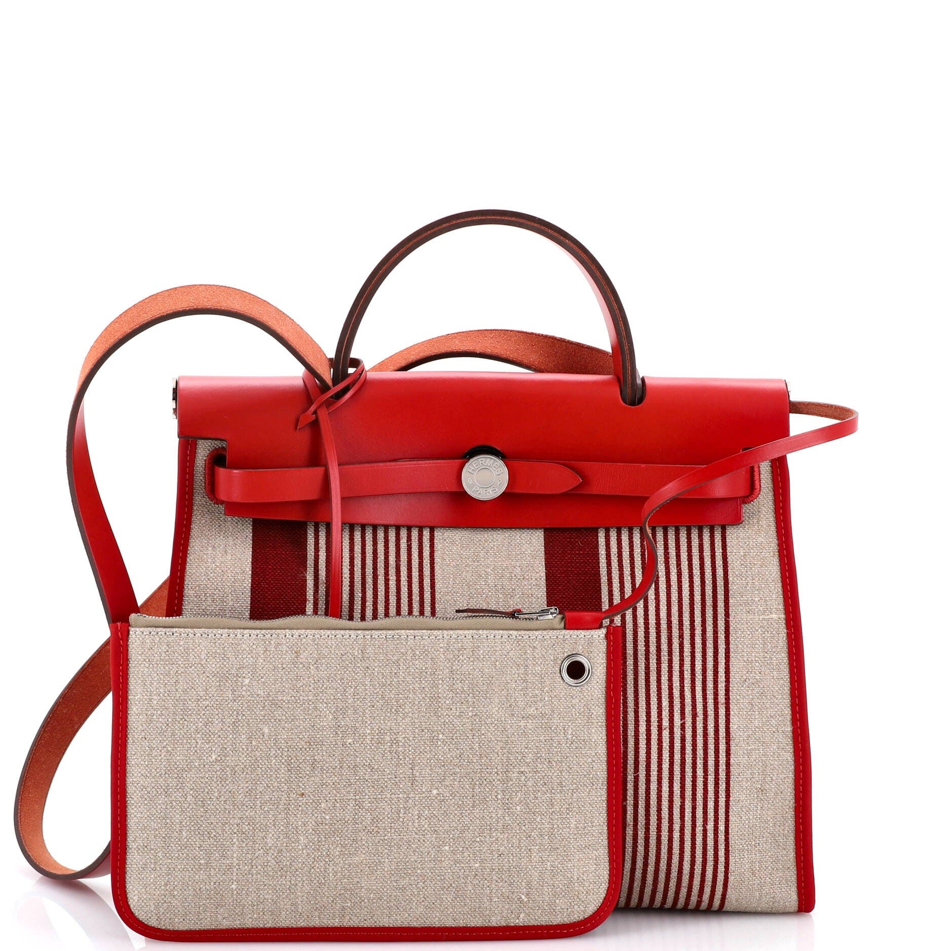 Pre-Owned Hermes Herbag Zip H Vibration Toile and Leather 31, Alternate, color, Rouge Piment