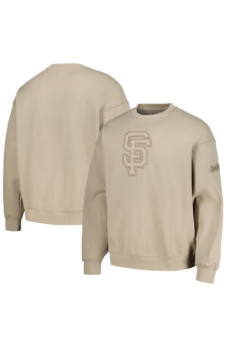 PRO STANDARD Men's Pro Standard Pewter San Francisco Giants Neutral Drop Shoulder Pullover Sweatshirt, Main, color, Pewter