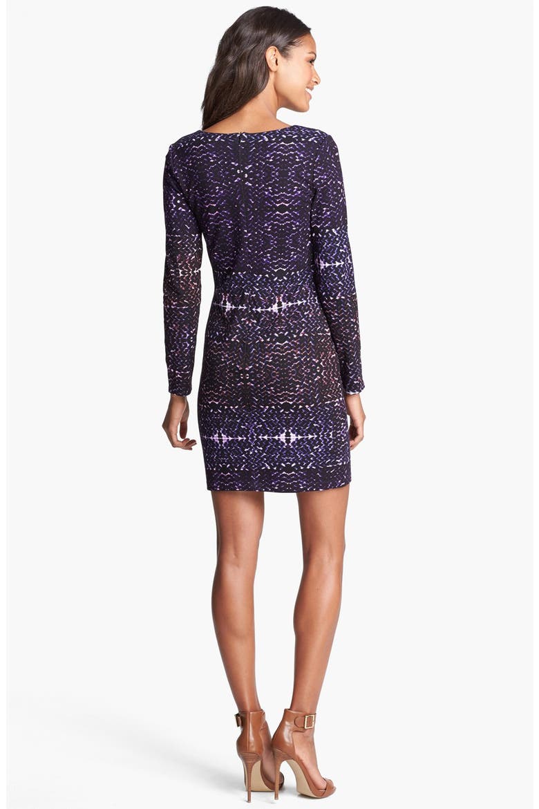 Print Ponte Knit Dress, Alternate, color, PURPLE/ RASPBERRY