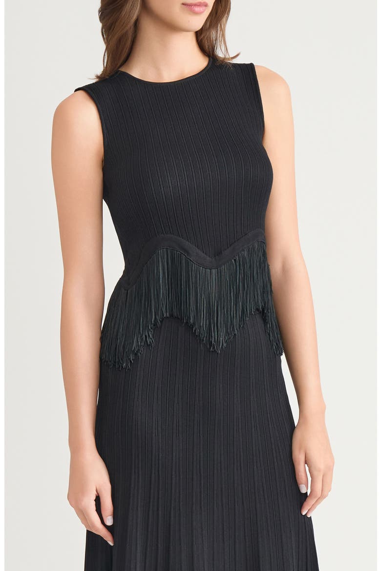 x Lani Lynn Fringe Trim Knit Sleeveless Top, Alternate, color, BLACK